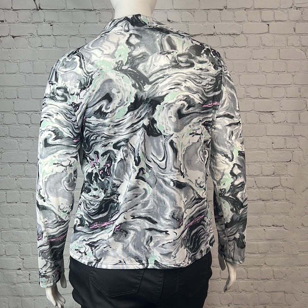 Love, Fire Colorful Mesh Overlay Henley Top Plus Size 2X - Picture 2 of 5